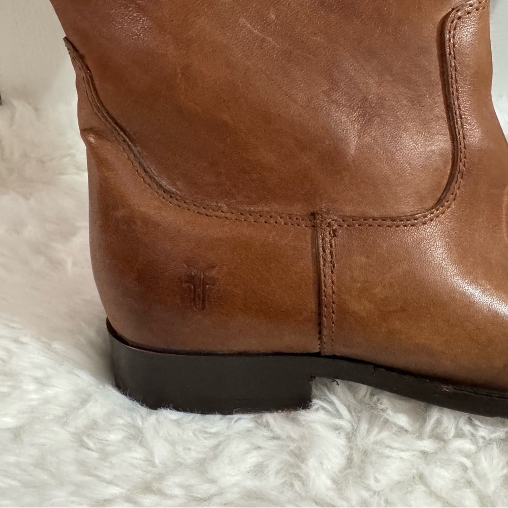 Frye Brown Leather Knee High Cowgirl Boots Size 6.5 - Picture 12 of 16